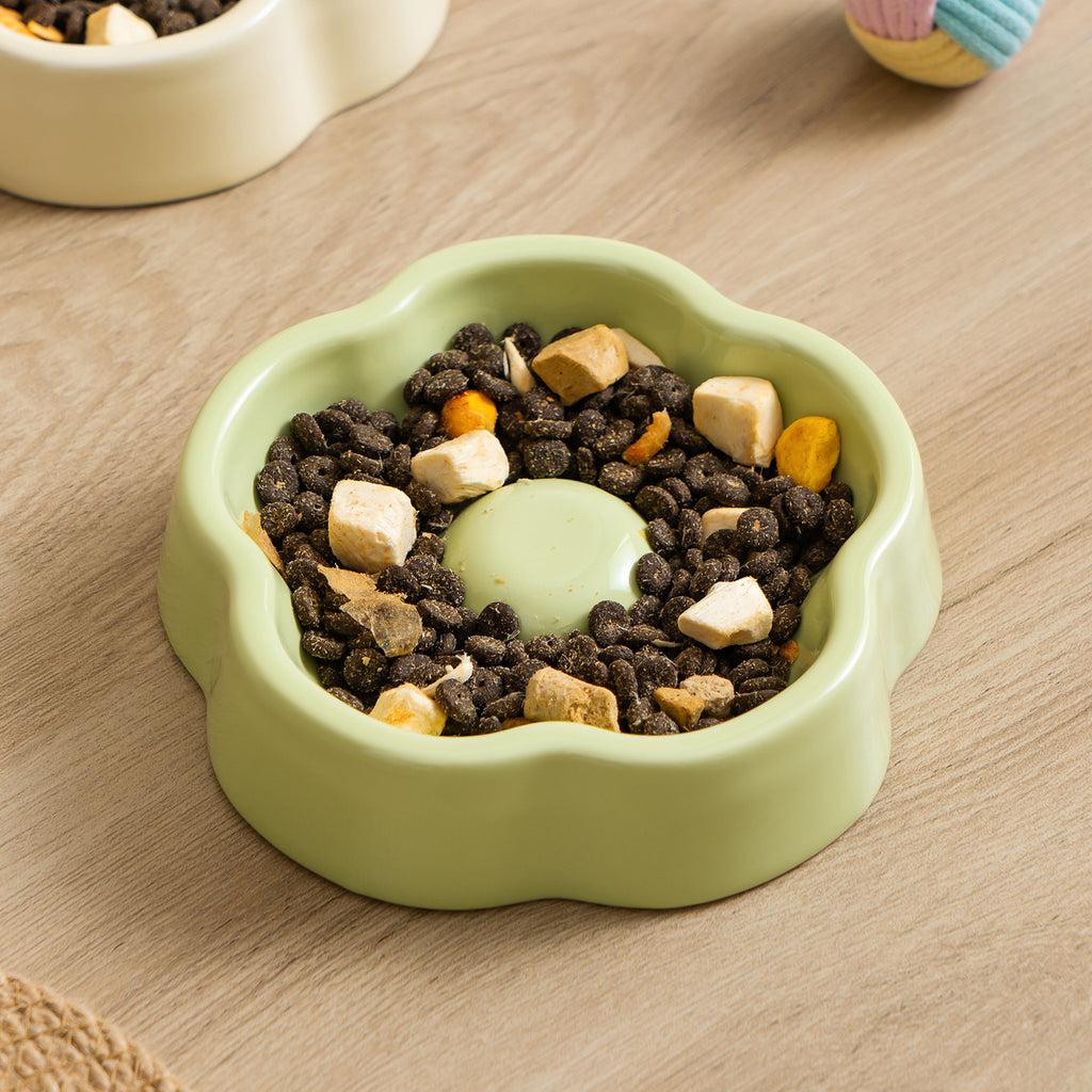 Macaron-Colored Bud-Shaped Ceramic Cat Bowl