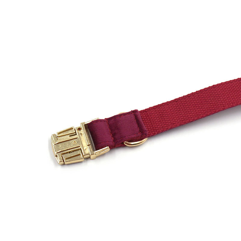 Soft Burgundy Velvet Dog Collar
