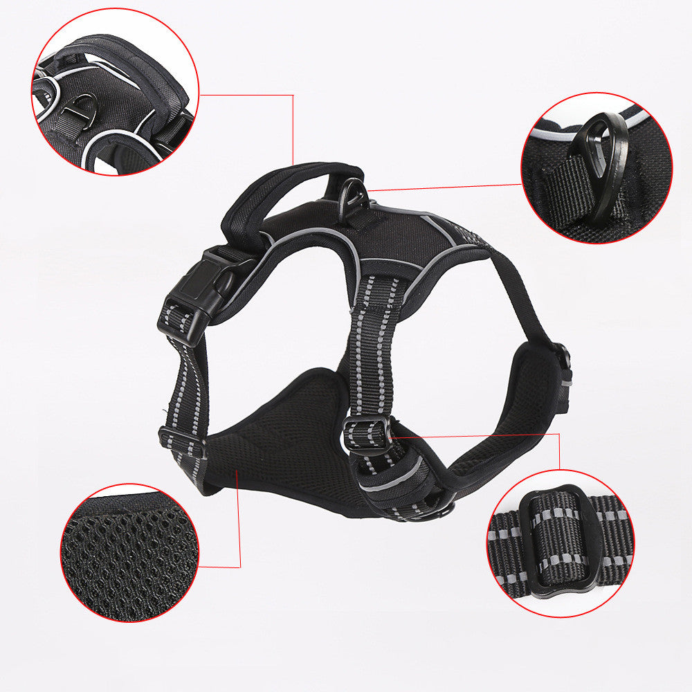 Universal Reflective Vest-Style Dog Leash Chest Back