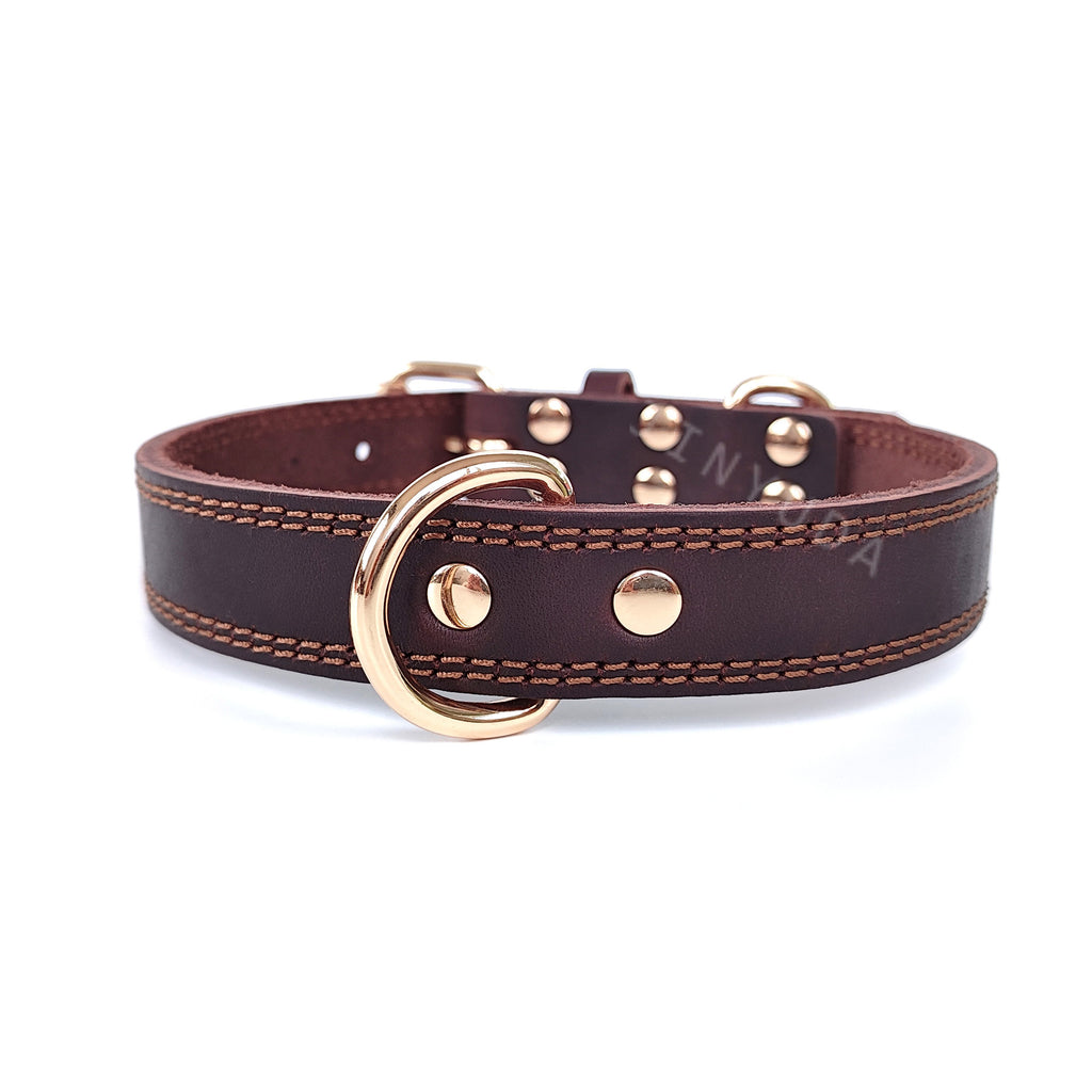 Full-Grain Leather Pet Collar With Double D-Rings