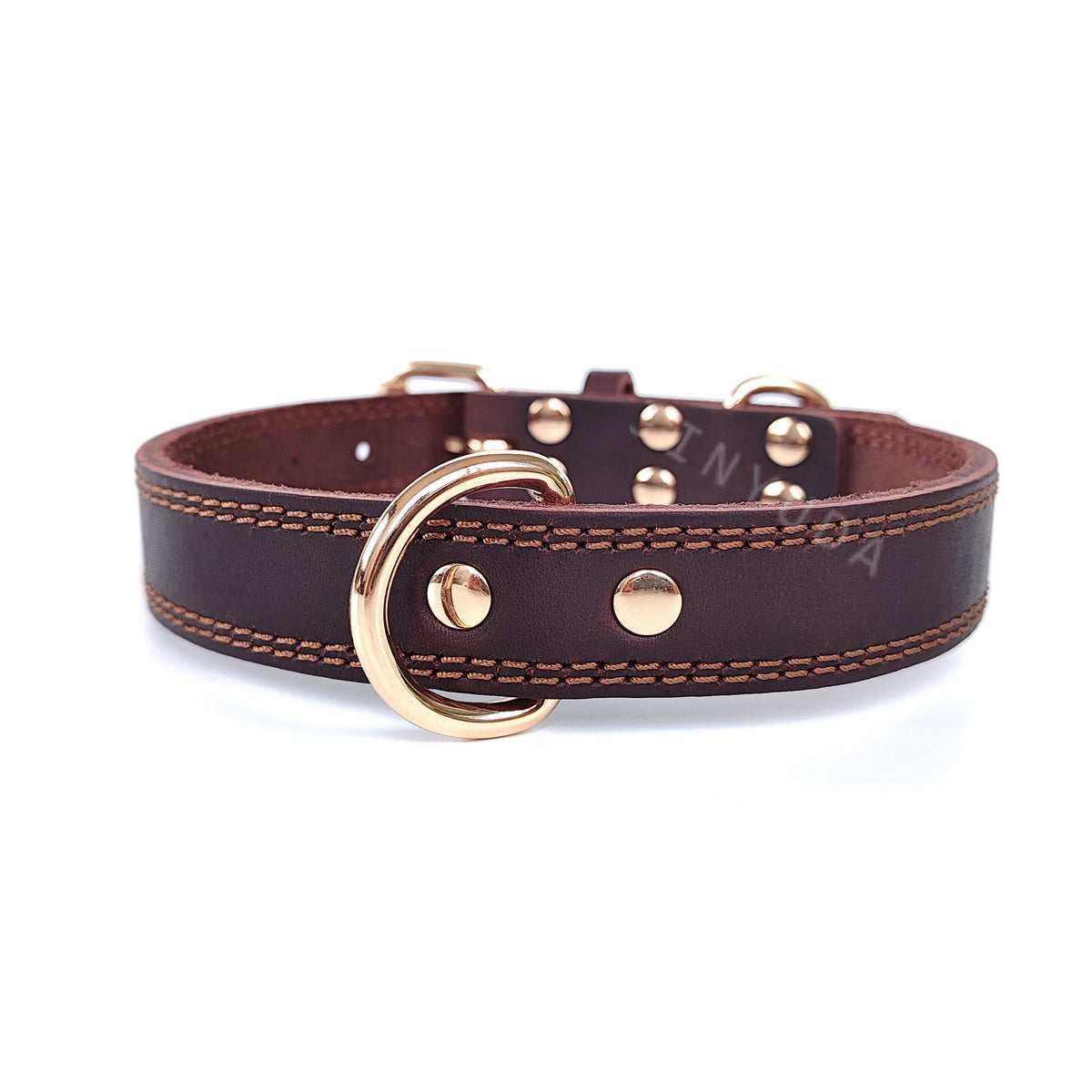 Full-Grain Leather Pet Collar With Double D-Rings