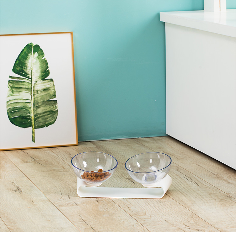 White Double Pet Bowl