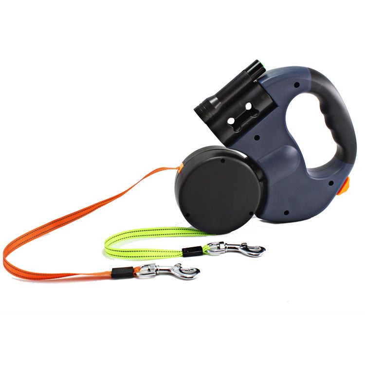 Dual Headed Retractable Dog Leash With Flashlight