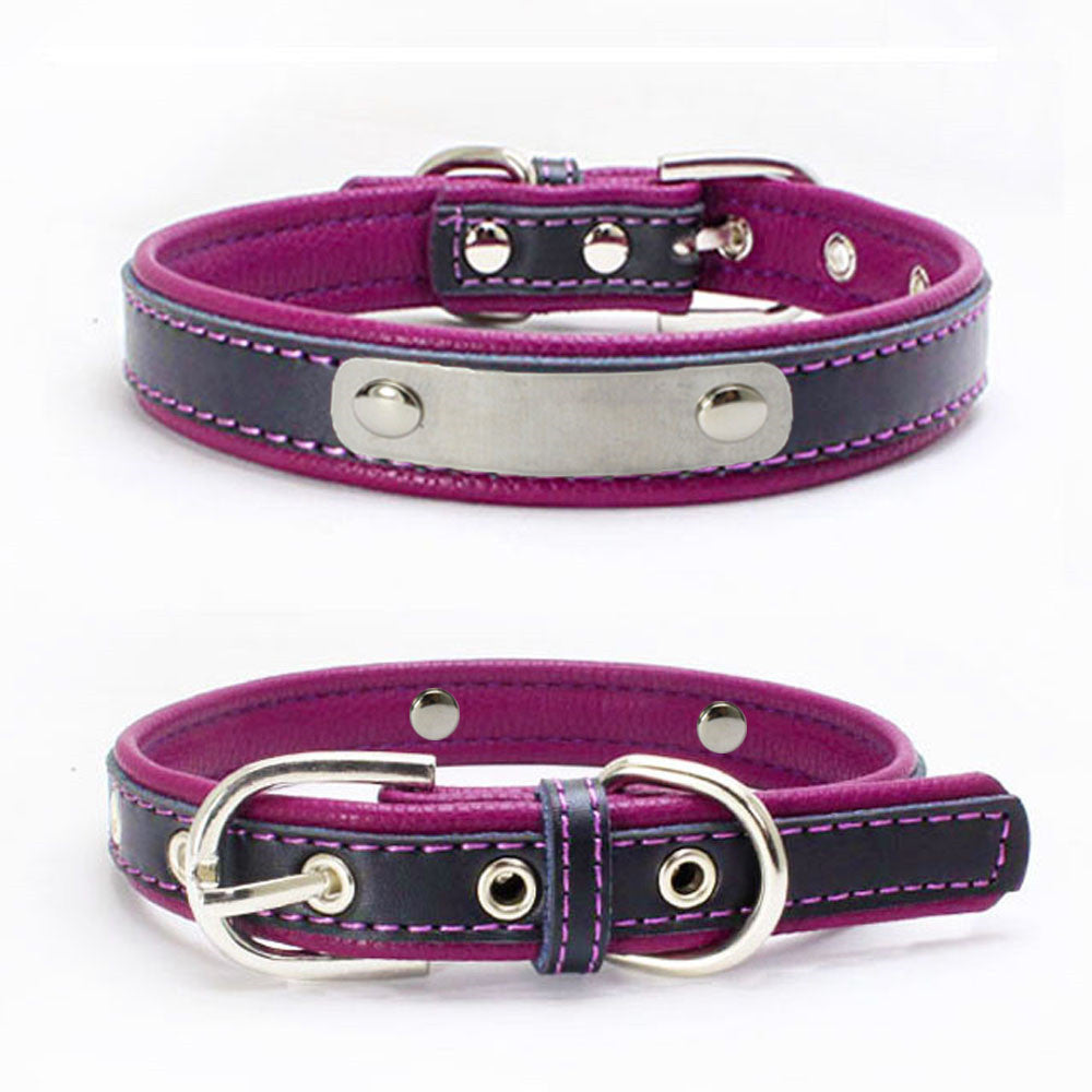 Double Leather Collar With Backing Collar For Dog Leash