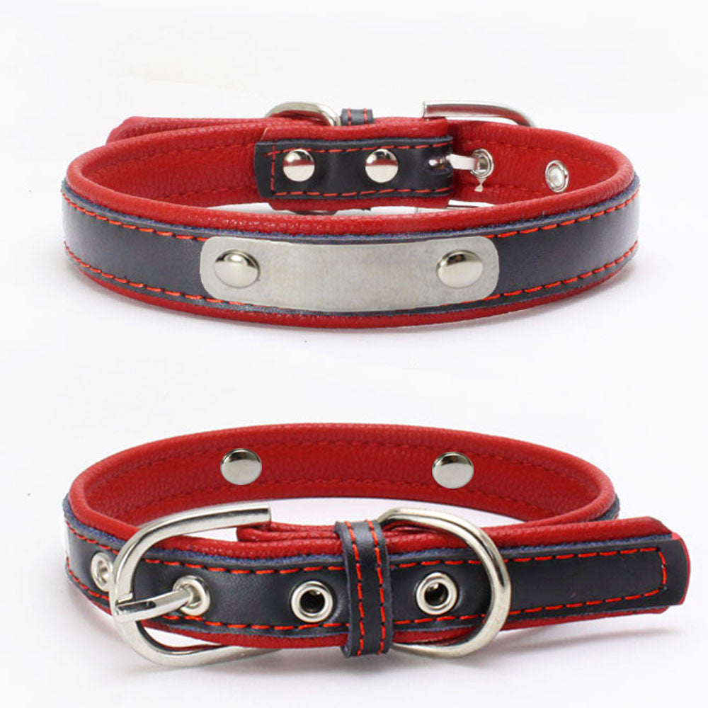 Double Leather Collar With Backing Collar For Dog Leash