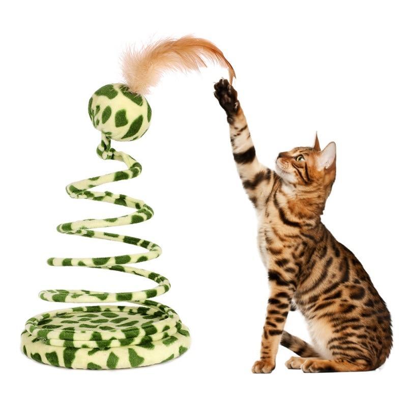 Missy Spring Snake Shape Toy With Feather & Ball
