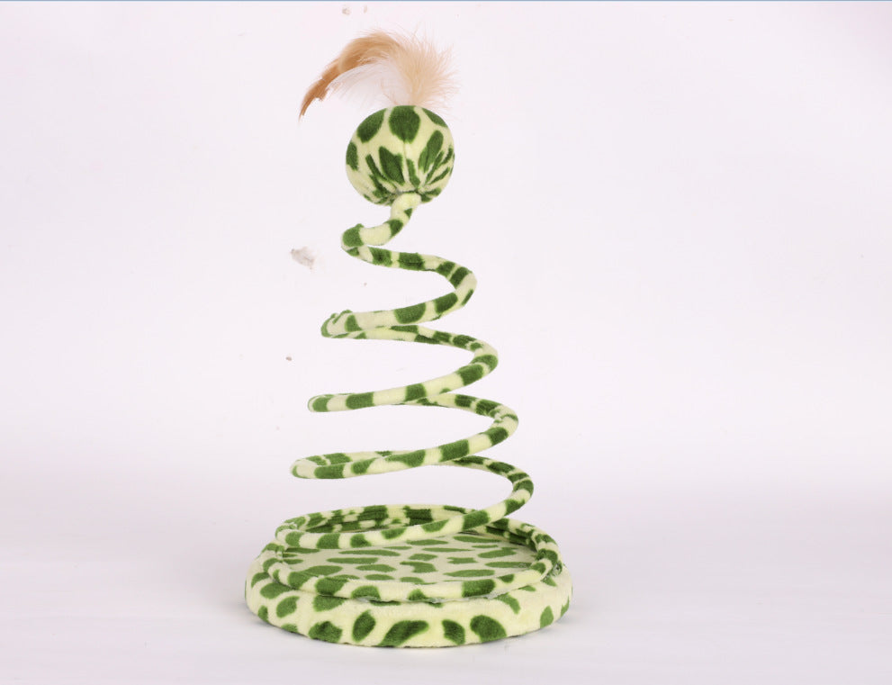 Missy Spring Snake Shape Toy With Feather & Ball