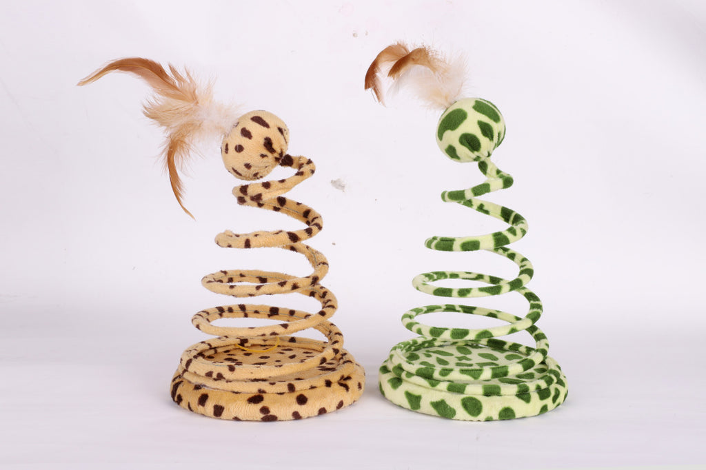 Missy Spring Snake Shape Toy With Feather & Ball