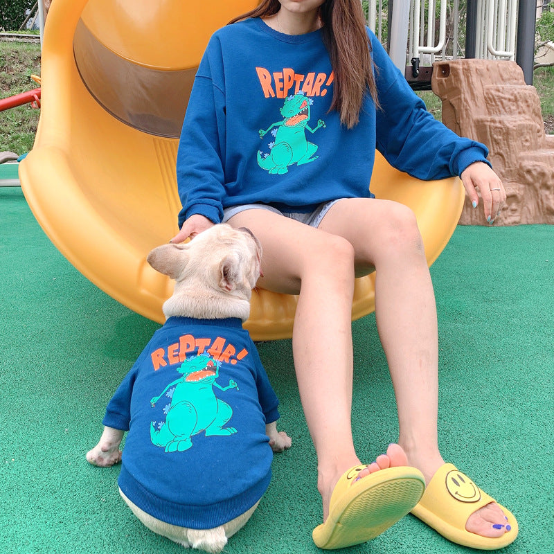 Spring And Autumn Cartoon Print Dog Two-Legged Pet Parent-Child Wear