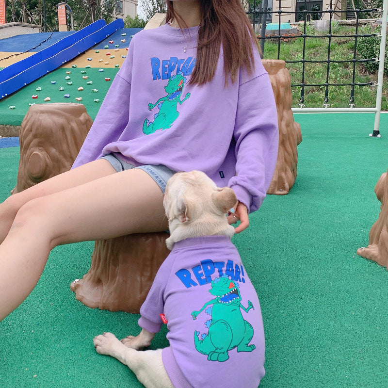 Spring And Autumn Cartoon Print Dog Two-Legged Pet Parent-Child Wear