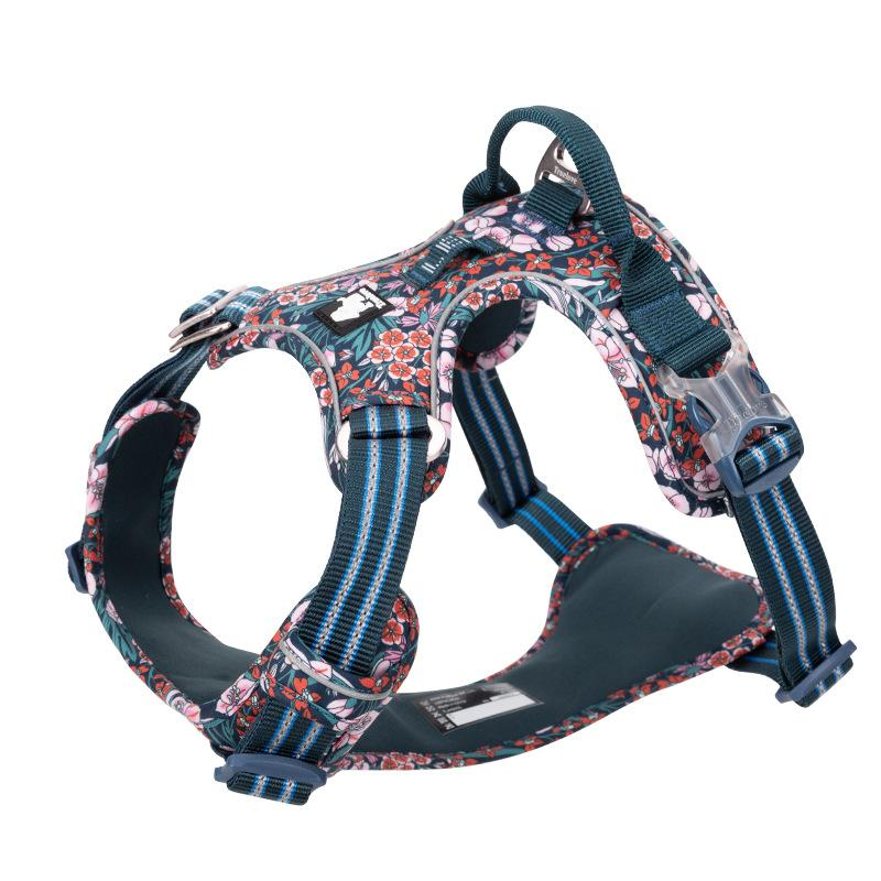 Pet Dog'S Chest Strap Floral Explosion-Proof Punching Traction