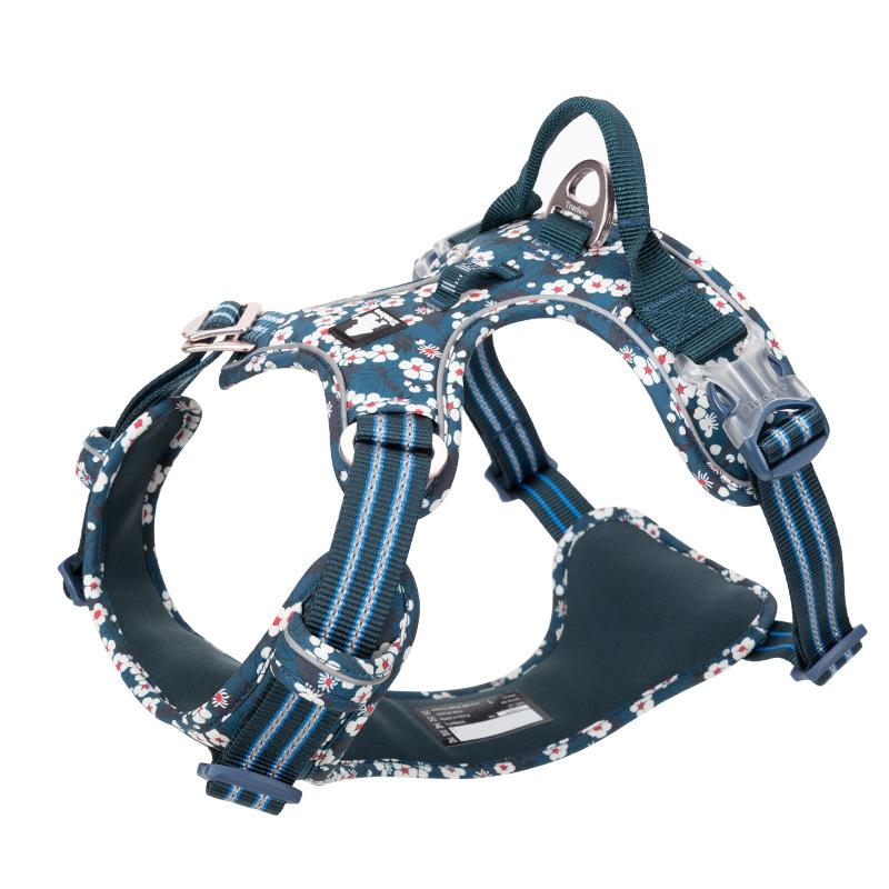 Pet Dog'S Chest Strap Floral Explosion-Proof Punching Traction