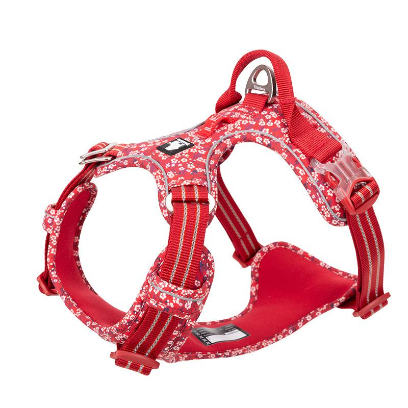Pet Dog'S Chest Strap Floral Explosion-Proof Punching Traction