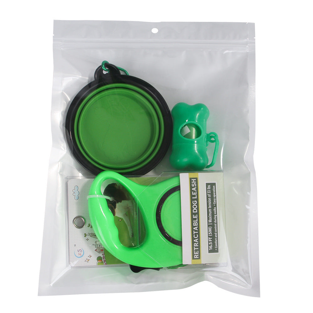 Dog Traction Rope And Folding Bowl