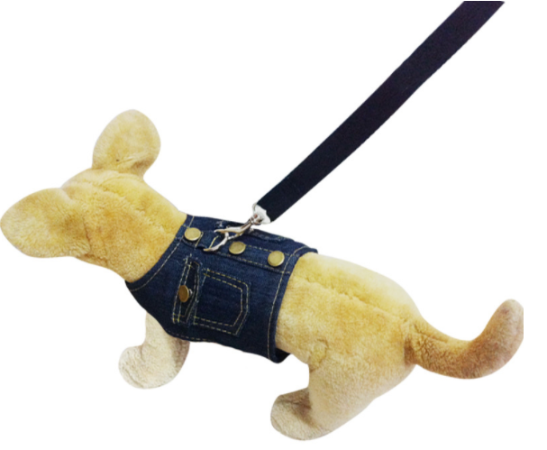 Pet Dog'S Chest Harness Denim Jacket Back Leash Dog Supplies