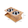 Solid Wood Ceramic Bowl Non-Slip Oblique Mouth Protect Cervical Spine Pet Bowl Dog Bowl