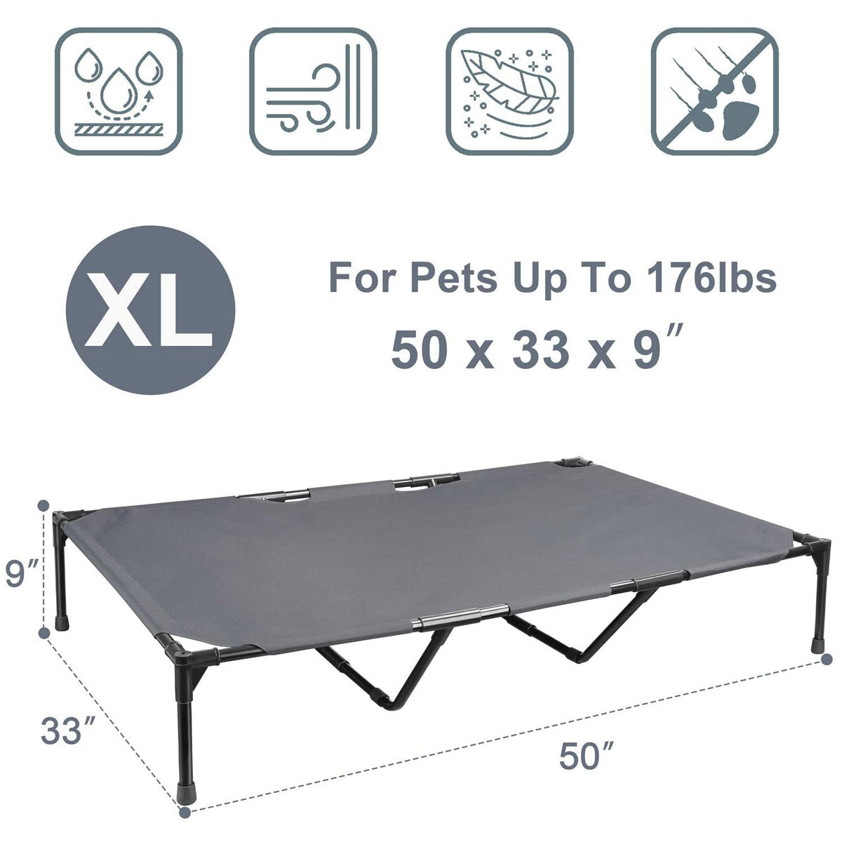 Large Outdoor Elevated Dog Camping Bed