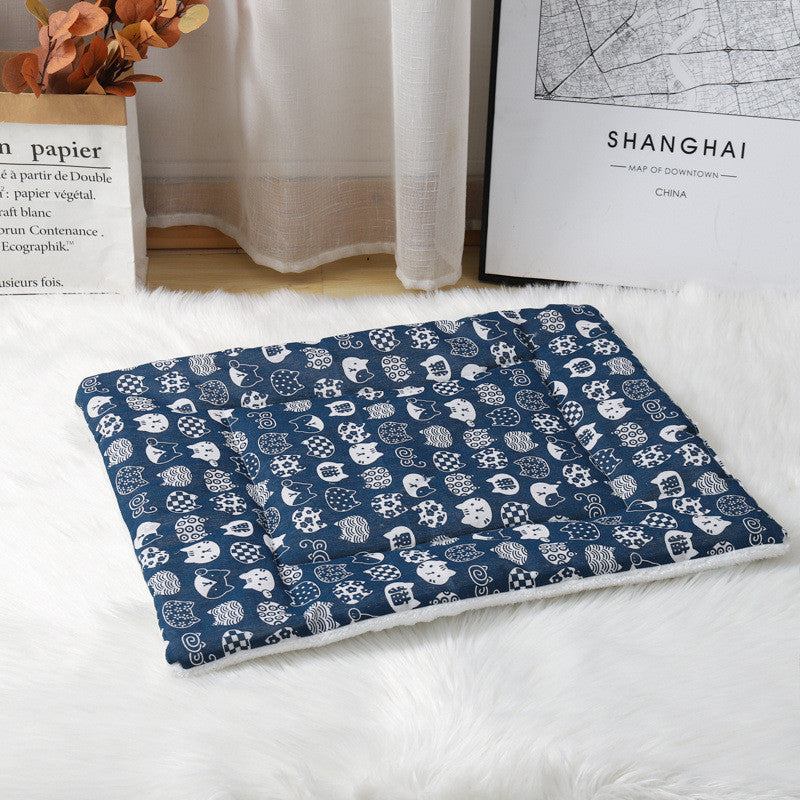 Thick Cotton Linen Lamb Wool Blanket Kennel Dog Mat Pet Supplies