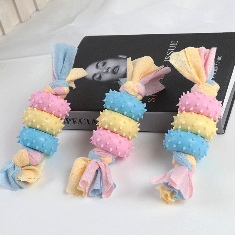 Tpr Pet Toy Three Circle Cloth Strip Molar Cleaning Tooth Bite Resistant Toy