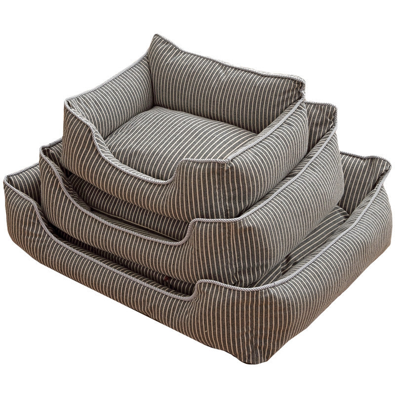 Four Seasons Available Cotton And Linen Striped Pet Nest