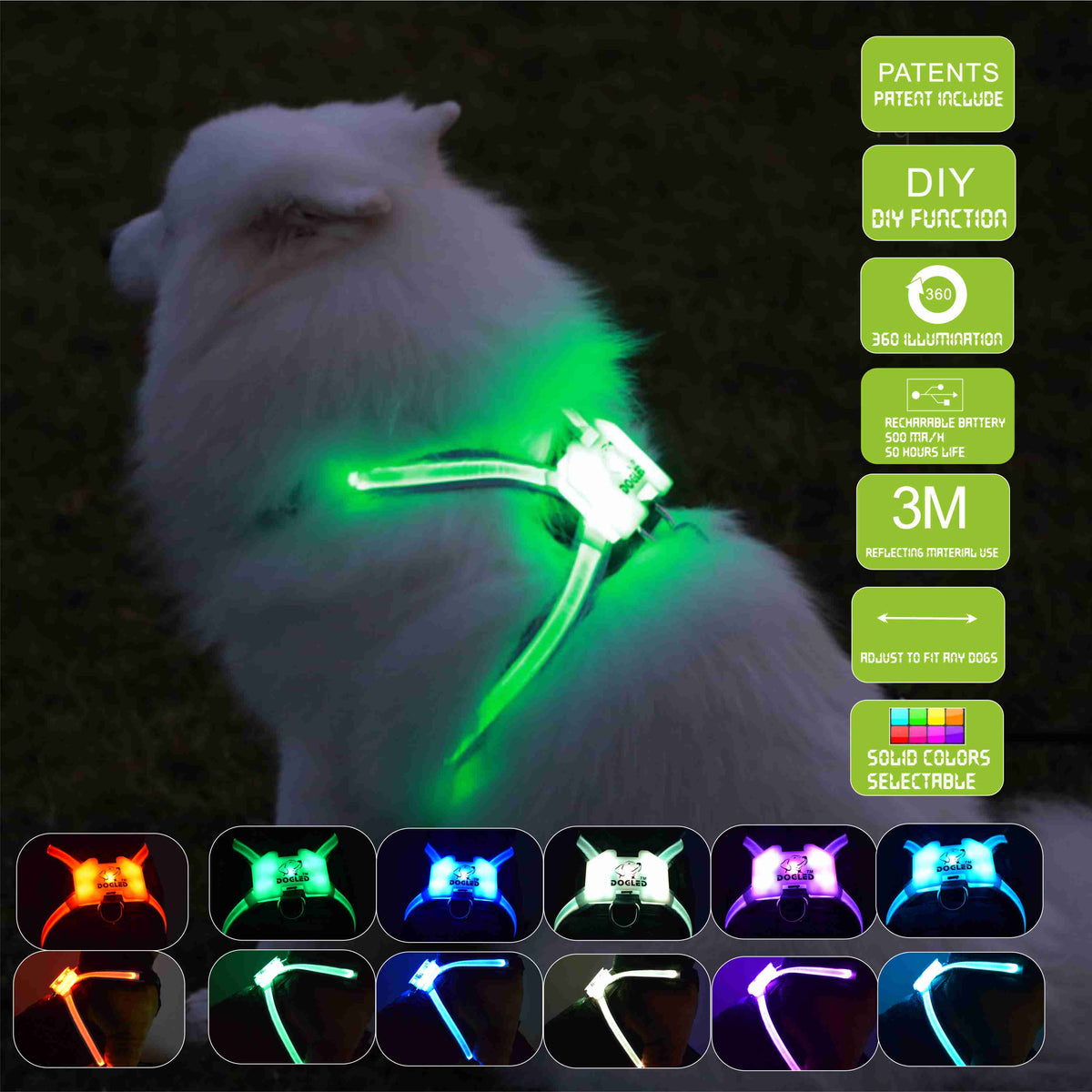 USB Rechargeable Silicone Luminous Dog Collar