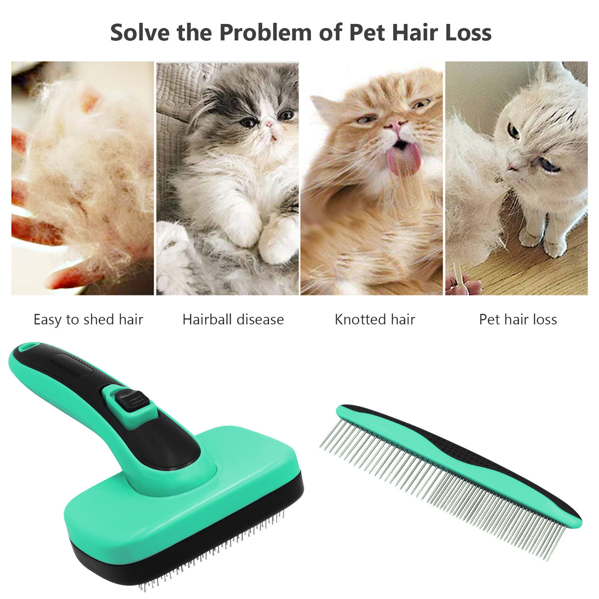 Retractable Pet Hair Removal Comb
