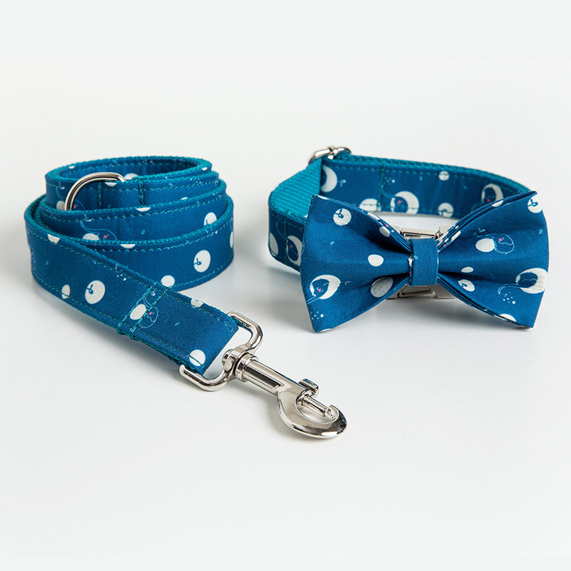 Pet Dog Collar Leash And Bow Set Wish Foreign Trade Pet Supplies Dog Collar Leash