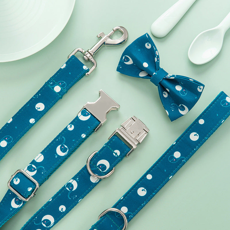 Pet Dog Collar Leash And Bow Set Wish Foreign Trade Pet Supplies Dog Collar Leash