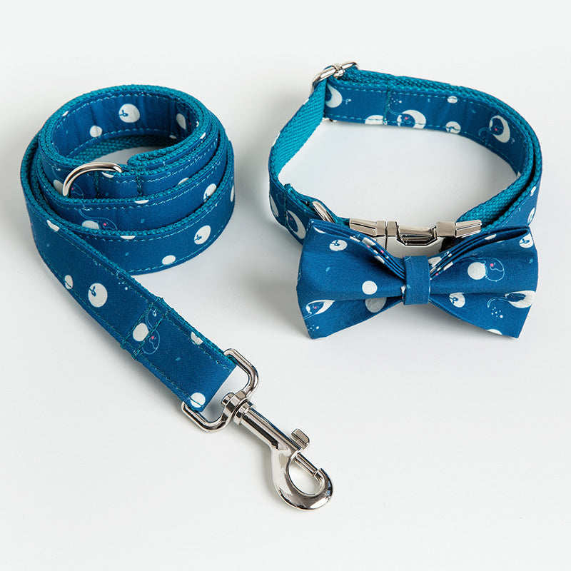 Pet Dog Collar Leash And Bow Set Wish Foreign Trade Pet Supplies Dog Collar Leash