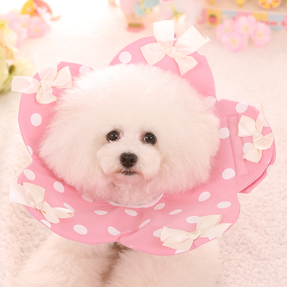 Four Seasons New Flower Elizabethan Ring Teddy Pet Dog Anti-Bite Ring Fold