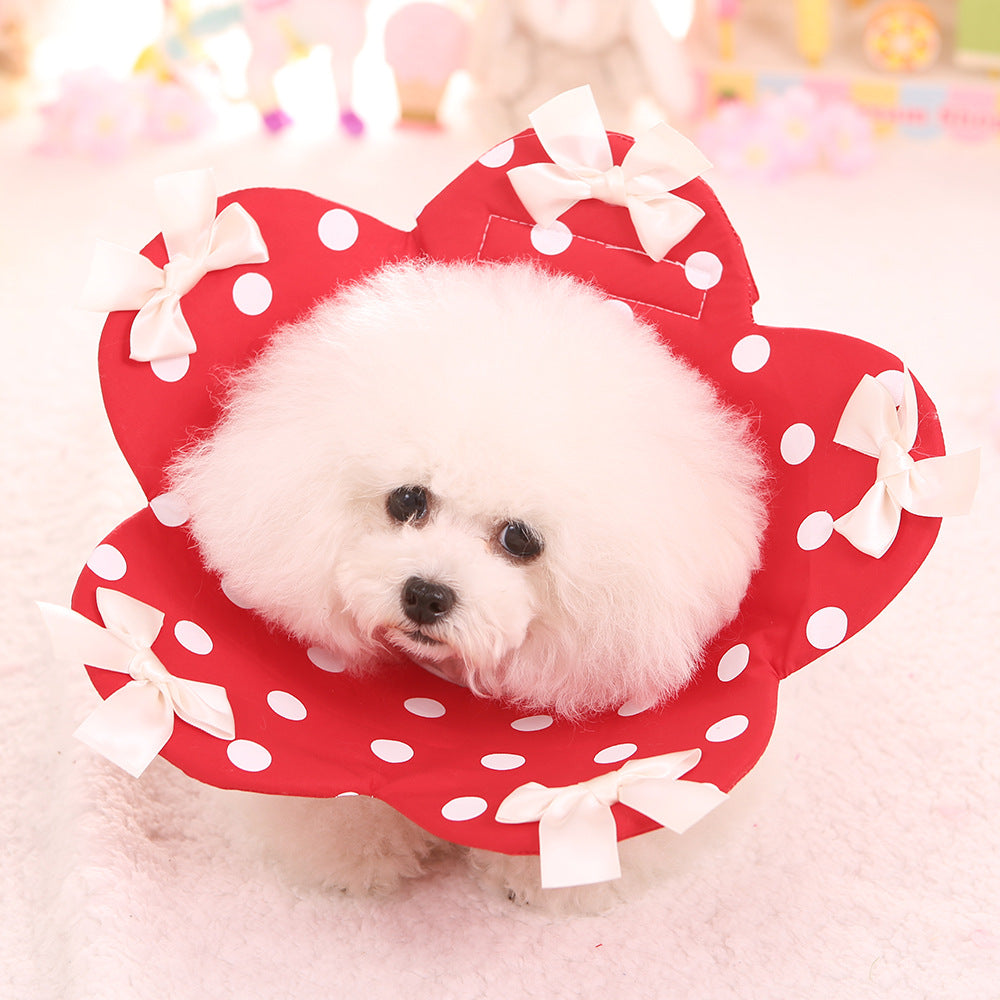 Four Seasons New Flower Elizabethan Ring Teddy Pet Dog Anti-Bite Ring Fold