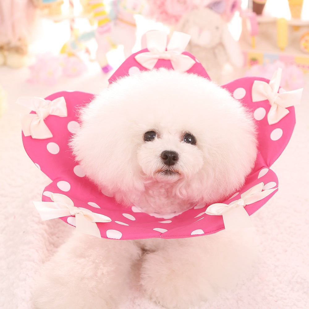 Four Seasons New Flower Elizabethan Ring Teddy Pet Dog Anti-Bite Ring Fold