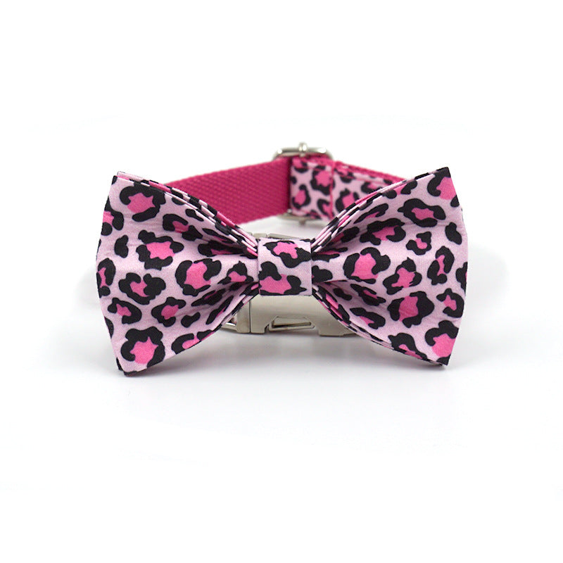 Pet Collar Bowknot Double-Layer Gentleman Dog Bowknot Engraved Dog Collar
