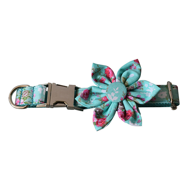 Green Rose Cotton Dog Collar