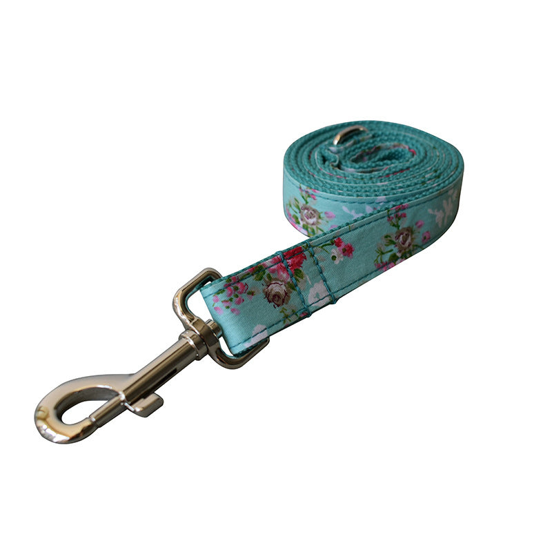 Green Rose Cotton Dog Collar