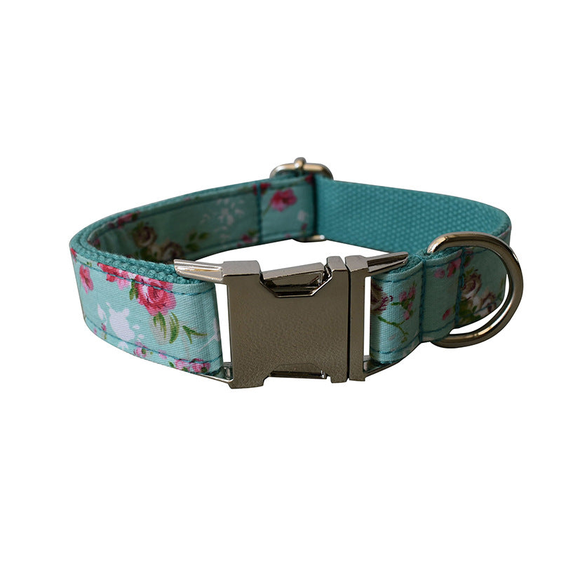 Green Rose Cotton Dog Collar