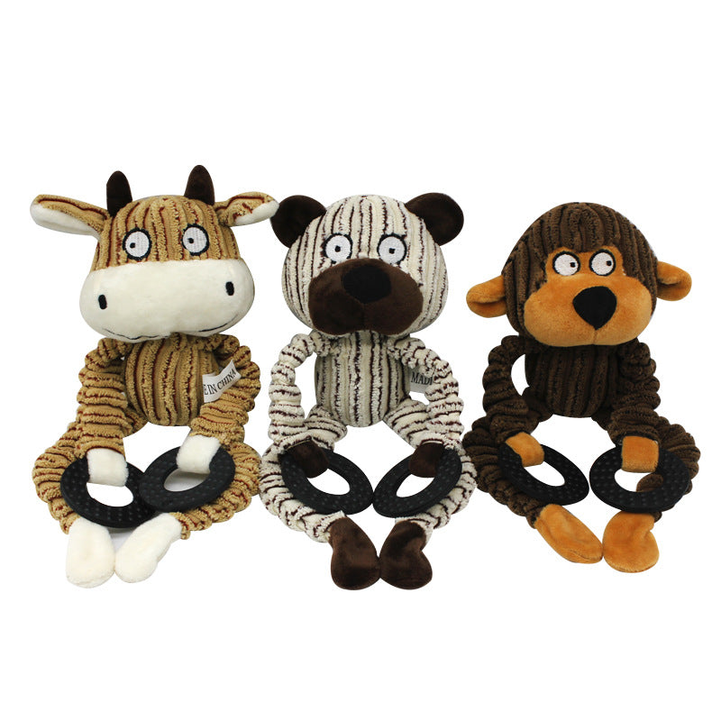 Pet Sounding Plush Toy Three-Color Rubber Ring Corduroy