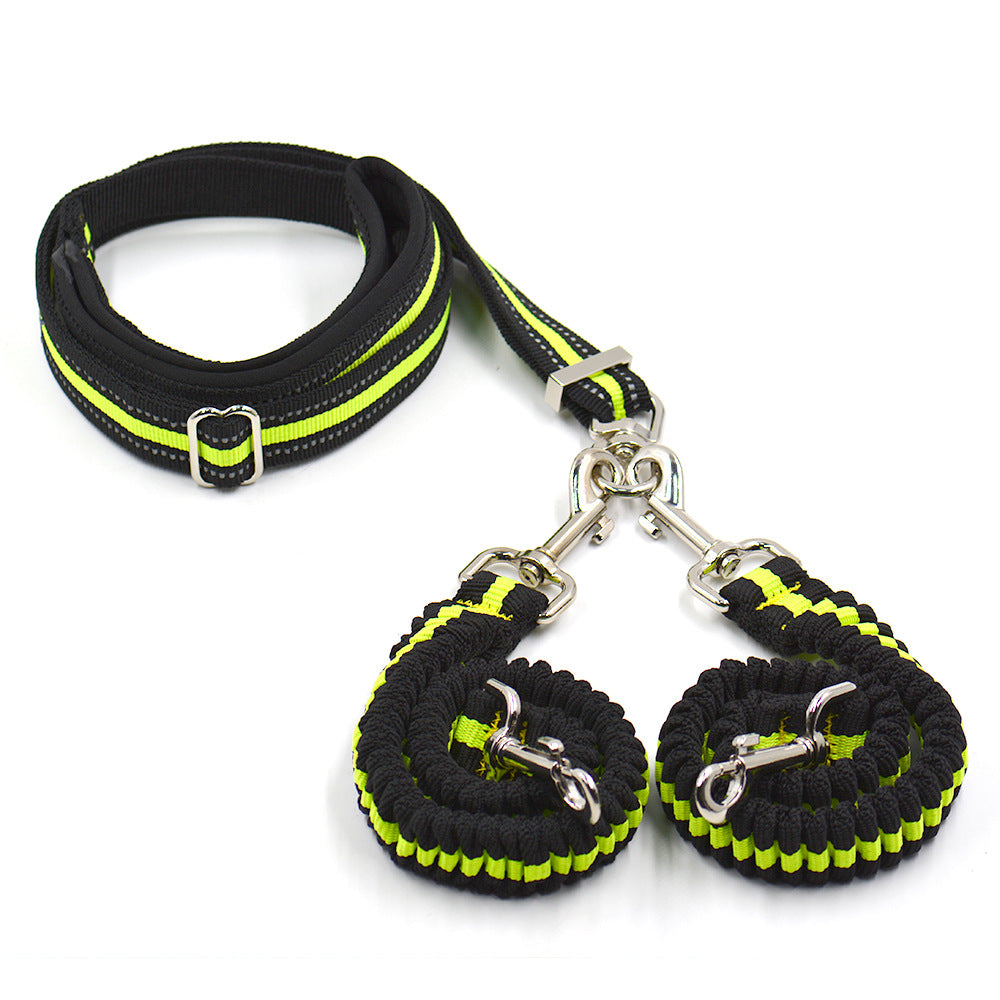 Pet Supplies Pet Adjustable Leash, Dog Leash, Double-Headed One-To-Two Nylon Leash