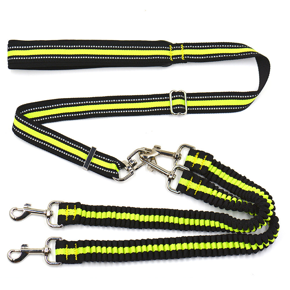 Pet Supplies Pet Adjustable Leash, Dog Leash, Double-Headed One-To-Two Nylon Leash
