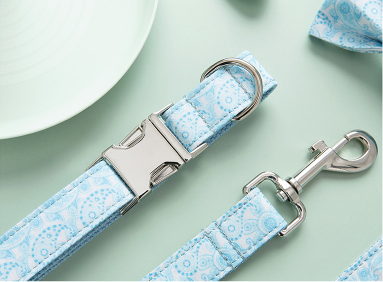 Paisley Pet Collar Leash and Bow Set