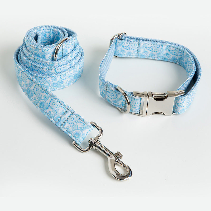 Paisley Pet Collar Leash and Bow Set