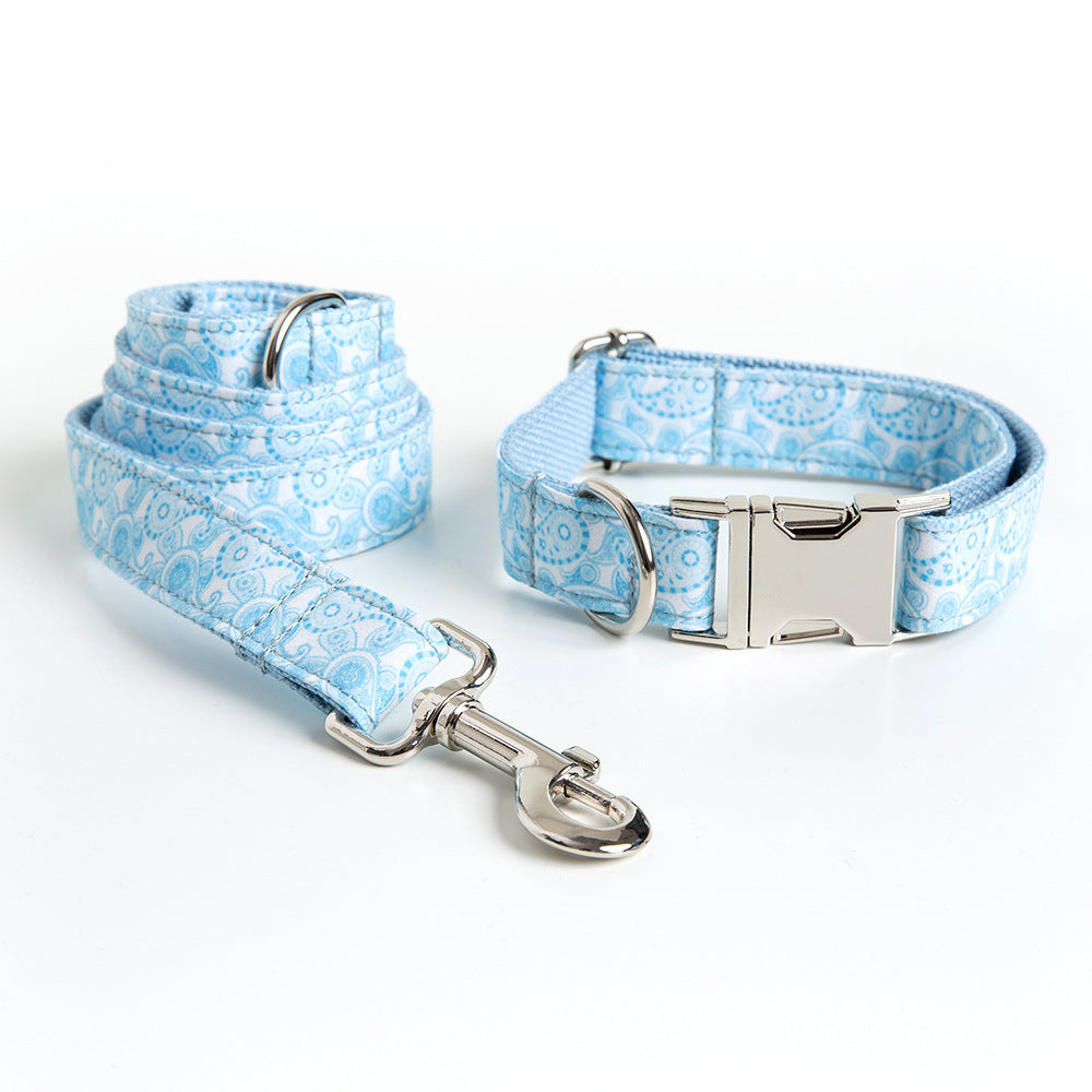 Paisley Pet Collar Leash and Bow Set