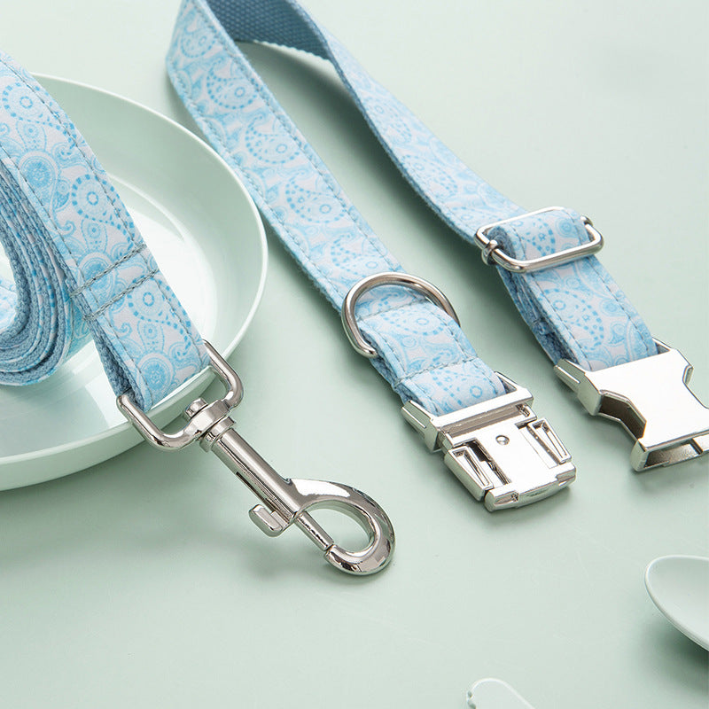Paisley Pet Collar Leash and Bow Set