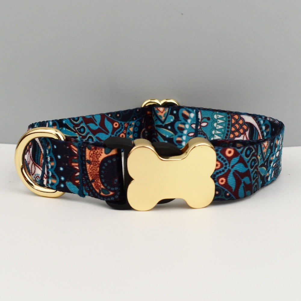 Ethnic Style Printed Pet Collar and Leash