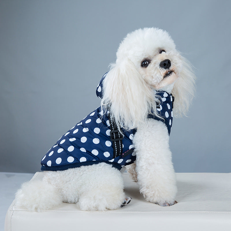 Hot-Selling Polka-Dot Dog Cotton-Padded Jacket Plus Velvet Warm Coat Vest