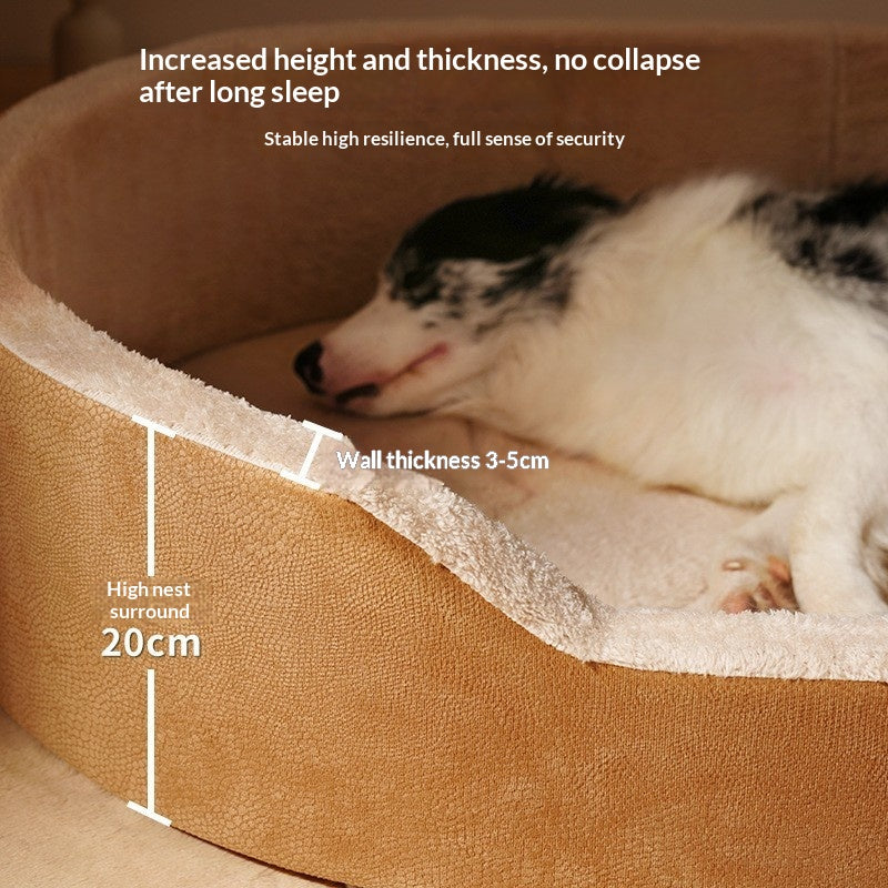 Four-Season Universal Medium-Sized Dog Bed With Removable Lychee-Patterned Leather Liner