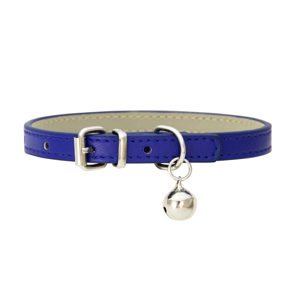 Japanese Style Bell Pu Leather Leash Pet Dog Collar