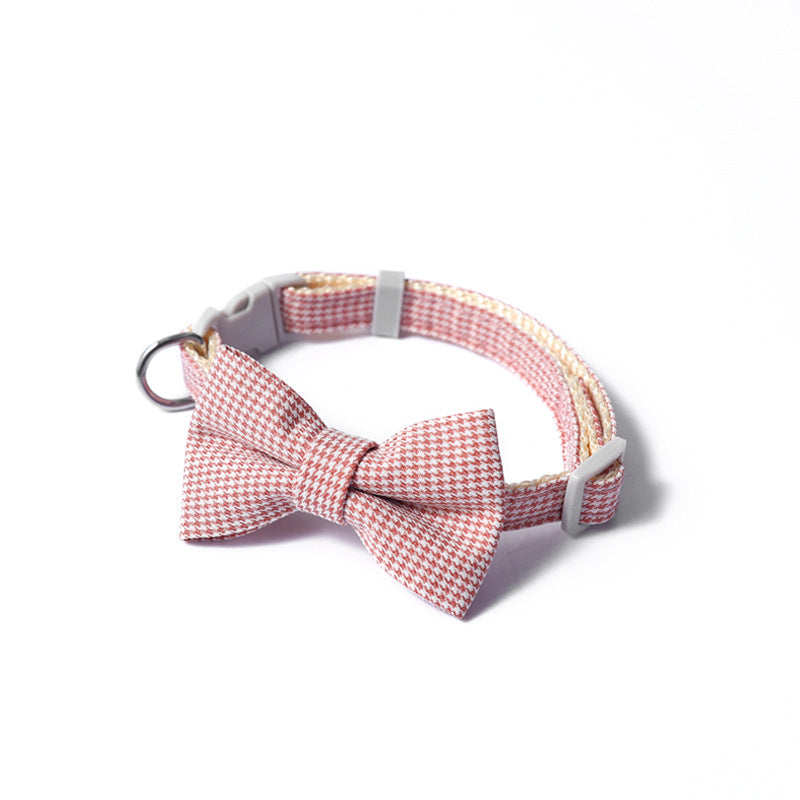 Houndstooth Bow Pet Collar