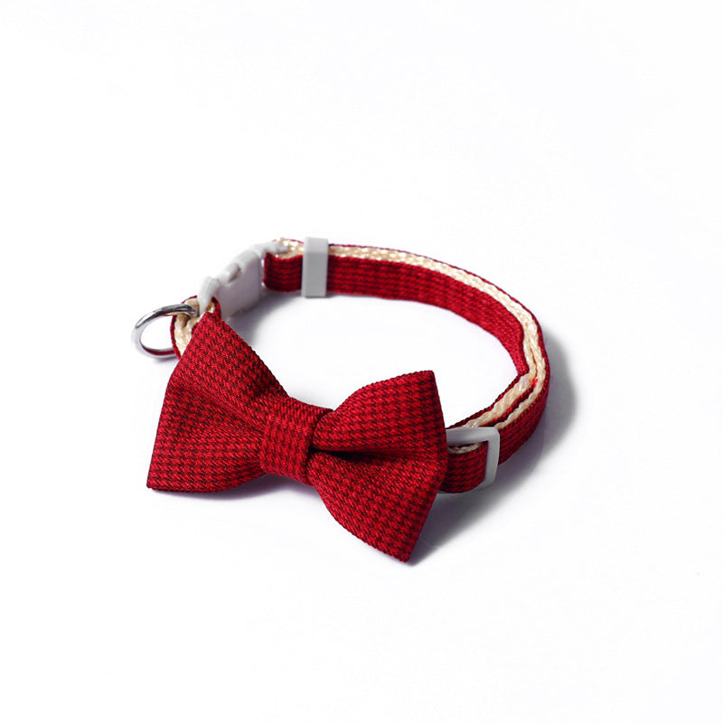 Houndstooth Bow Pet Collar