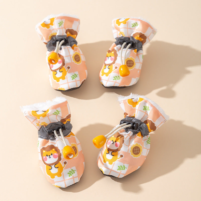 Plaid Velvet Soft-Soled Warm Dog Shoes